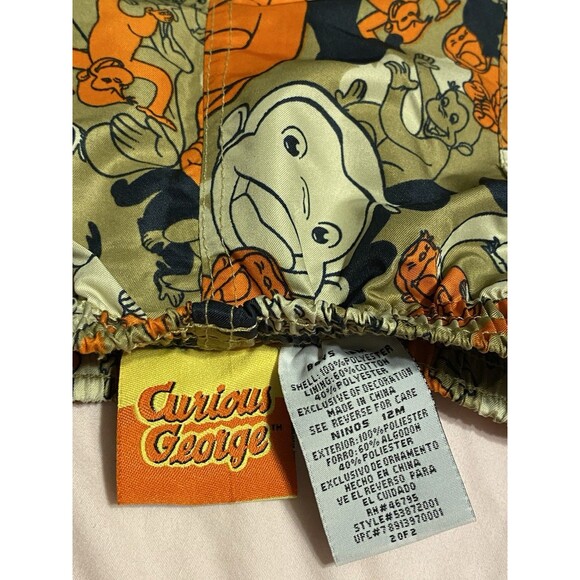 Vintage Curious George AOP Kids Swim Shorts Trunks Tan/Khaki/Orange/Black 12M - Picture 3 of 13